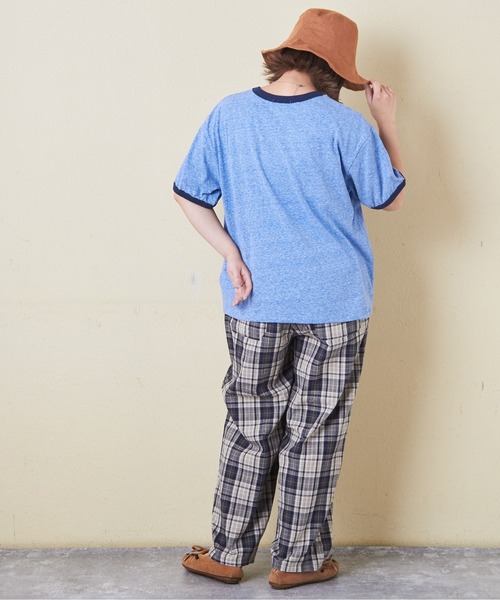 CUBE SUGAR(キューブシュガー)の「30/-天竺片染リンガーTシャツ(Tシャツ/カットソー・レディース・グリーン/ネイビー/ホワイト/チャコールグレー/レッド/マルチ・M)」の19枚目の写真