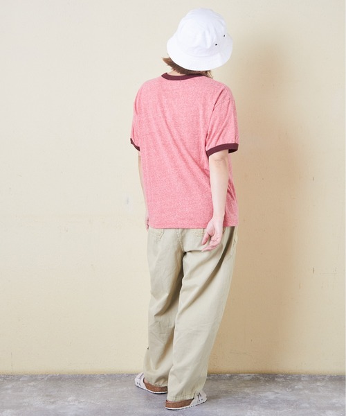 CUBE SUGAR(キューブシュガー)の「30/-天竺片染リンガーTシャツ(Tシャツ/カットソー・レディース・グリーン/ネイビー/ホワイト/チャコールグレー/レッド/マルチ・M)」の13枚目の写真