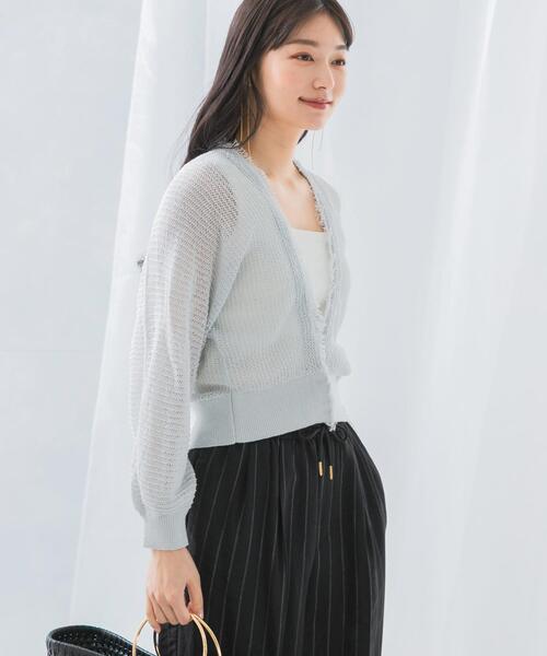 URBAN RESEARCH ROSSO WOMEN（アーバンリサーチ　ロッソ）の「柄編みフリンジカーディガン（カーディガン/ボレロ・レディース・オフホワイト/ネイビー/ライトブルー・FREE）」の12枚目の写真