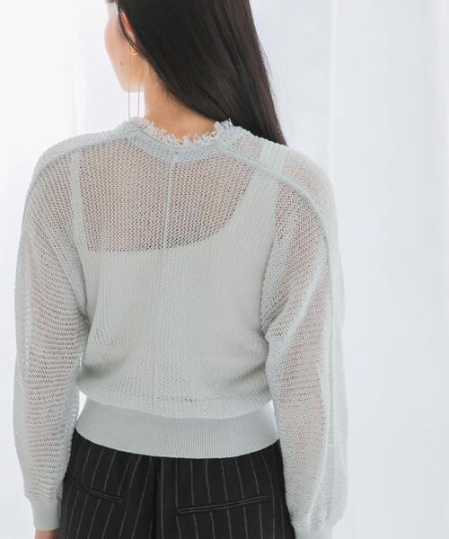 URBAN RESEARCH ROSSO WOMEN（アーバンリサーチ　ロッソ）の「柄編みフリンジカーディガン（カーディガン/ボレロ・レディース・オフホワイト/ネイビー/ライトブルー・FREE）」の21枚目の写真