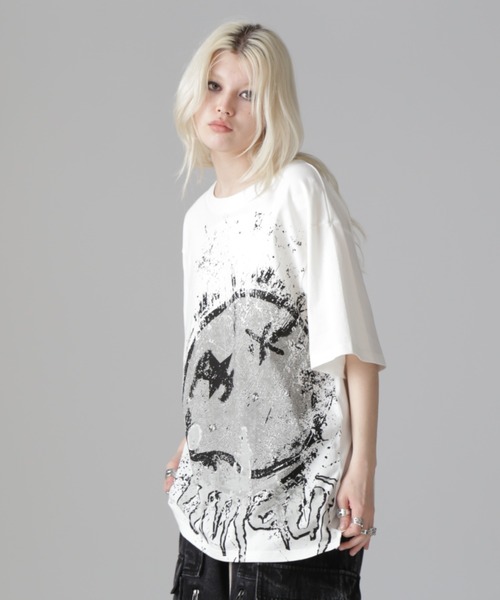 L.H.P（エルエイチピー）の「【WEB&DEPOT限定】UMLAUT/ウムラウト/BIG S/S TEE（Tシャツ/カットソー・レディース・ブラック/ホワイト・S/M/L）」の2枚目の写真