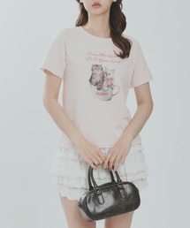Lallana(�����[�i)�̃N���V�b�N�v�����g�L���b�gT�V���c / Classic print cat T-Shirt(T�V���c/�J�b�g�\�[)