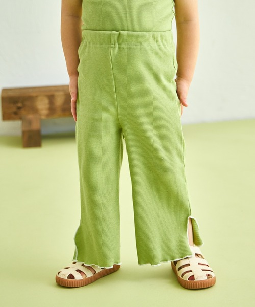sea and shells by pairmanon（シーアンドシェルズバイペアマノン）の「【sea and shells by pairmanon】メロー リブ ストレッチ ワイドパンツ（その他ベビーウェア・キッズ・アイボリー/グリーン/ブラウン・110/100/90/80）」の3枚目の写真