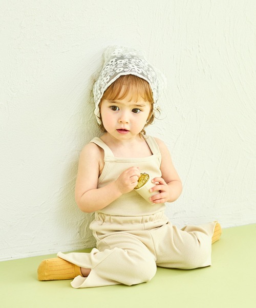 sea and shells by pairmanon（シーアンドシェルズバイペアマノン）の「【sea and shells by pairmanon】メロー リブ ストレッチ ワイドパンツ（その他ベビーウェア・キッズ・アイボリー/グリーン/ブラウン・110/100/90/80）」の6枚目の写真