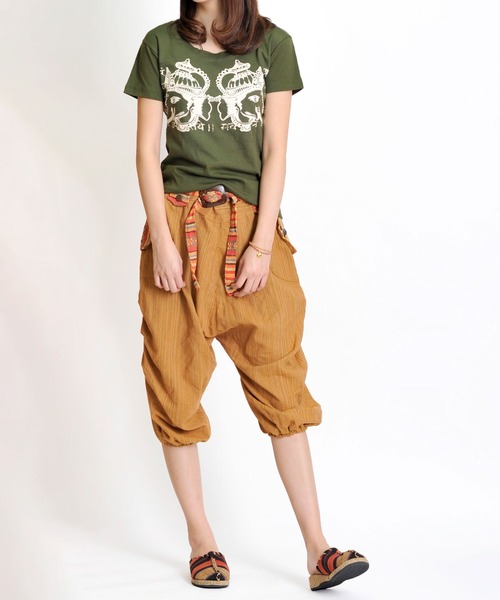 MARAI(マーライ)の「クロップド丈 コットンサルエルパンツ バルーンパンツ アラジンパンツ(その他パンツ・メンズ・オレンジ/ブルー/カーキ/ブラック/パープル/ワイン/ライトグリーン/ライトブラウン/ライトブルー/ピンク・FREE)」の12枚目の写真