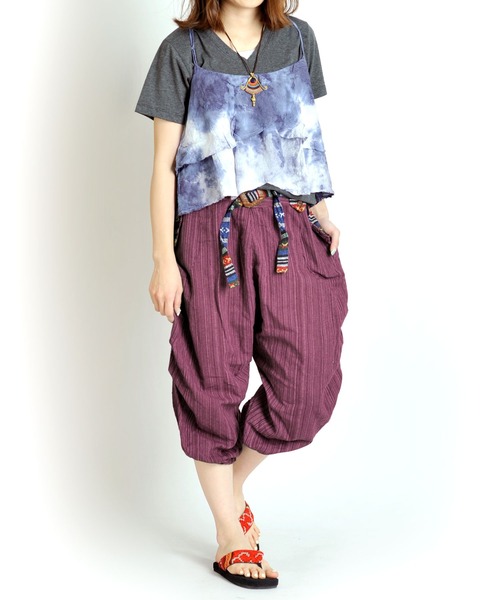 MARAI(マーライ)の「クロップド丈 コットンサルエルパンツ バルーンパンツ アラジンパンツ(その他パンツ・メンズ・オレンジ/ブルー/カーキ/ブラック/パープル/ワイン/ライトグリーン/ライトブラウン/ライトブルー/ピンク・FREE)」の20枚目の写真