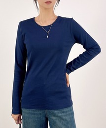 【柔らかで伸縮性にバツグンのフライス生地☆】コットン100%クルーネック長袖Tシャツ