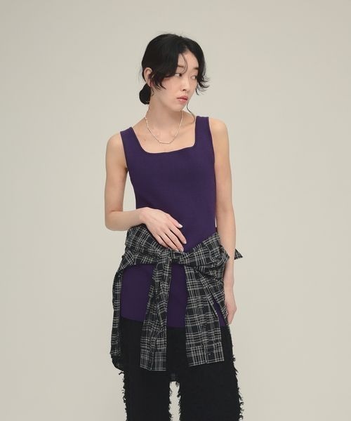 eL（エル）の「【eL】12G Fit Mini One-piece/452003（ワンピース・レディース・パープル/ブラック・FREE）」の2枚目の写真