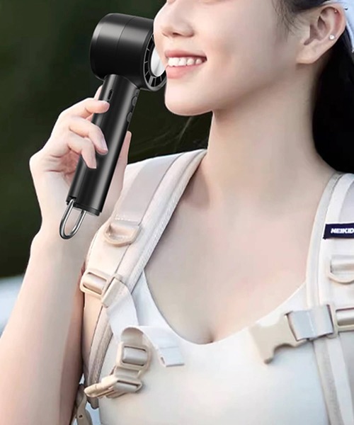 Cinderella（シンデレラ）の「ハンディファン 扇風機 小型 充電式 持ち運び コンパクト かわいい 首掛け 卓上 手持ち 長持ち 身に扇風機 薄型 軽い 軽量 長時間 シンプル 無地 おしゃれ レディース メンズ（生活家電・レディース・ブラック系1/ピンク/ホワイト/ピンク系1/ブラック/ホワイト系1・FREE）」の7枚目の写真