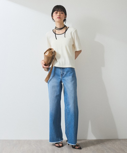 ADAM ET ROPE'（アダムエロペ）の「【WEB限定】ブークレリブリボンTシャツ（Tシャツ/カットソー・レディース・ホワイト/ダークブラウン/ブラック/オフホワイト・FREE）」の9枚目の写真