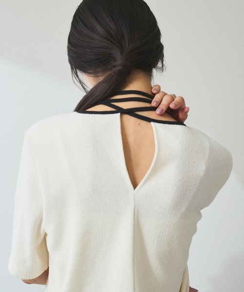 ADAM ET ROPE'（アダムエロペ）の「【WEB限定】ブークレリブリボンTシャツ（Tシャツ/カットソー・レディース・ホワイト/ダークブラウン/ブラック/オフホワイト・FREE）」の15枚目の写真