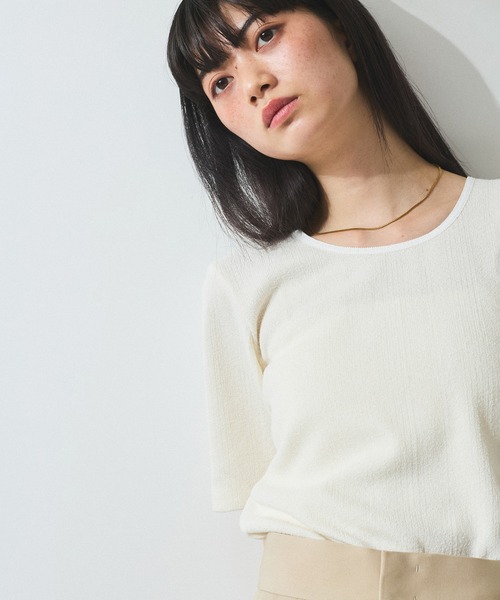 ADAM ET ROPE'（アダムエロペ）の「【WEB限定】ブークレリブリボンTシャツ（Tシャツ/カットソー・レディース・ホワイト/ダークブラウン/ブラック/オフホワイト・FREE）」の16枚目の写真