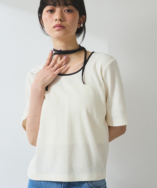 新品ADAM ET ROPE' 【WEB限定】ブークレリブリボンTシャツ WEB限定】ブークレリブリボンTシャツ（Tシャツ/カットソー