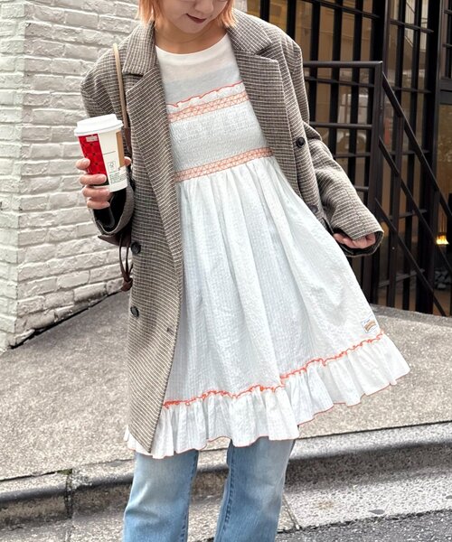 HELLO.SANFRANCISCO（ハローサンフランシスコ）の「【HELLO.SANFRANCISCO】2WAYシャーリングチュニックベアワンピ（ワンピース・レディース・オレンジ/ホワイト/ブラック/パープル・ONE SIZE）」の10枚目の写真