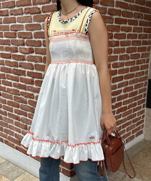 HELLO.SANFRANCISCO（ハローサンフランシスコ）の「【HELLO.SANFRANCISCO】2WAYシャーリングチュニックベアワンピ（ワンピース・レディース・オレンジ/ホワイト/ブラック/パープル・ONE SIZE）」の12枚目の写真