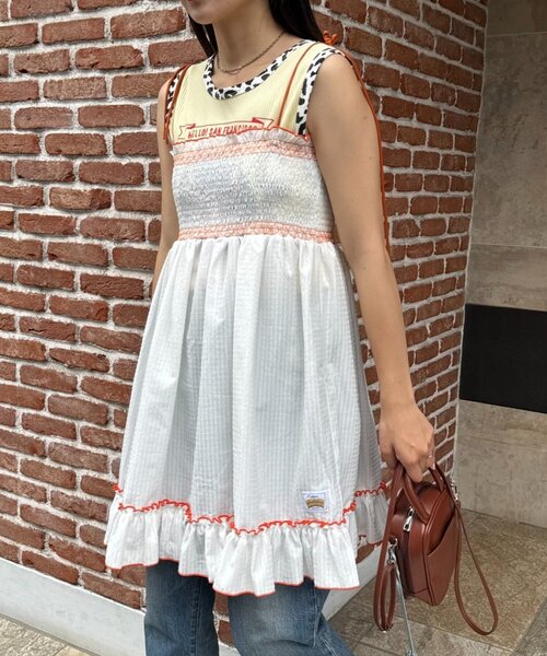 HELLO.SANFRANCISCO（ハローサンフランシスコ）の「【HELLO.SANFRANCISCO】2WAYシャーリングチュニックベアワンピ（ワンピース・レディース・オレンジ/ホワイト/ブラック/パープル・ONE SIZE）」の13枚目の写真