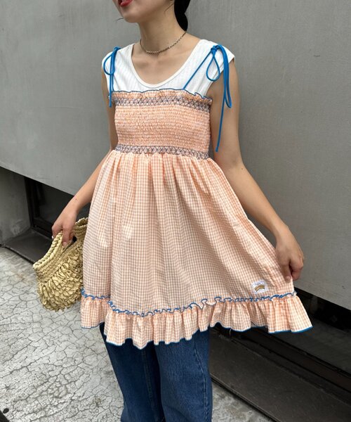 HELLO.SANFRANCISCO 2WAYシャーリングチュニックベアワンピ HELLO.SANFRANCISCO】2WAYシャーリングチュニックベアワンピ