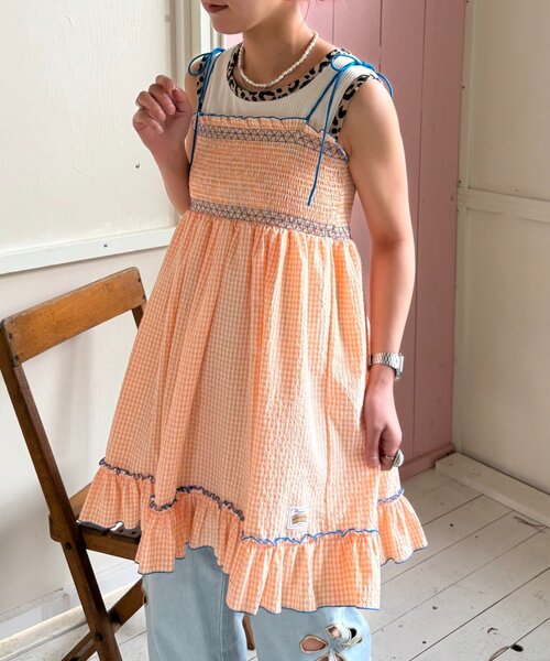 HELLO.SANFRANCISCO（ハローサンフランシスコ）の「【HELLO.SANFRANCISCO】2WAYシャーリングチュニックベアワンピ（ワンピース・レディース・オレンジ/ホワイト/ブラック/パープル・ONE SIZE）」の5枚目の写真