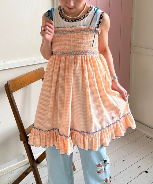 HELLO.SANFRANCISCO（ハローサンフランシスコ）の「【HELLO.SANFRANCISCO】2WAYシャーリングチュニックベアワンピ（ワンピース・レディース・オレンジ/ホワイト/ブラック/パープル・ONE SIZE）」の7枚目の写真