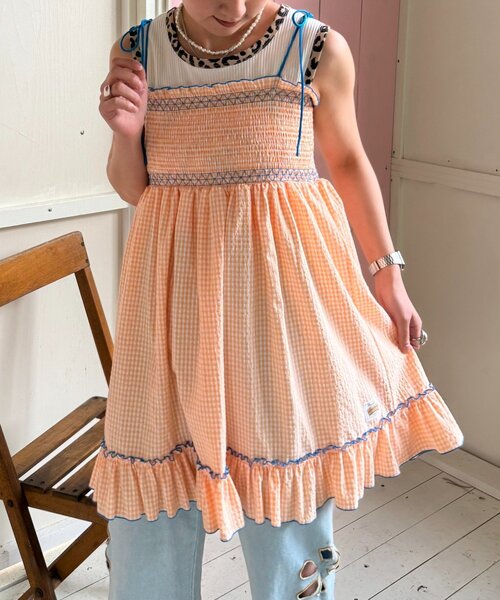 HELLO.SANFRANCISCO（ハローサンフランシスコ）の「【HELLO.SANFRANCISCO】2WAYシャーリングチュニックベアワンピ（ワンピース・レディース・オレンジ/ホワイト/ブラック/パープル・ONE SIZE）」の8枚目の写真