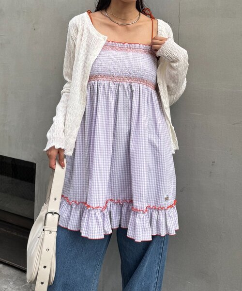 HELLO.SANFRANCISCO（ハローサンフランシスコ）の「【HELLO.SANFRANCISCO】2WAYシャーリングチュニックベアワンピ（ワンピース・レディース・オレンジ/ホワイト/ブラック/パープル・ONE SIZE）」の22枚目の写真