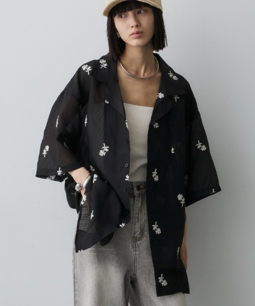 新品同様/BEAUTY UNVEIL 住商オットー カットソー 表記 11号 L 相当 古着 黒 ブラック レディース 春 夏 トップス 長袖 透け感 ビーズ 薄手 antiqua ブラウス シャツ 刺繍ブラウス レディース : ZOZOTOWN