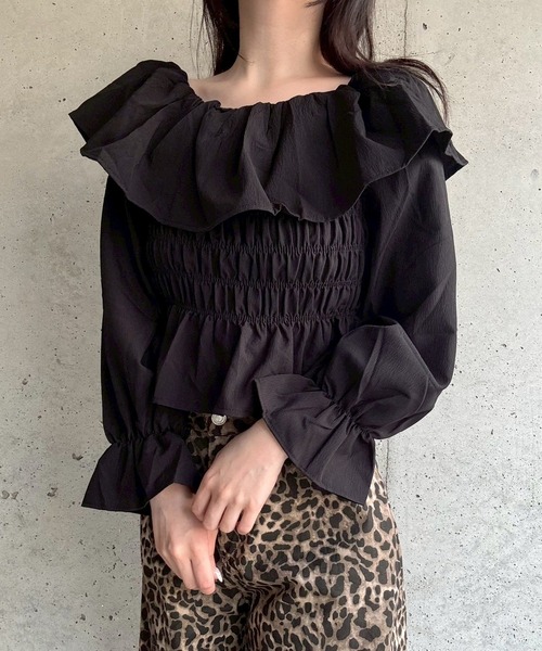 merrylatte（メリーラテ）の「オフショルフリルブラウス（シャツ/ブラウス・レディース・ブラック・FREE）」の14枚目の写真