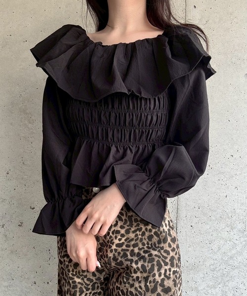 merrylatte（メリーラテ）の「オフショルフリルブラウス（シャツ/ブラウス・レディース・ブラック・FREE）」の13枚目の写真