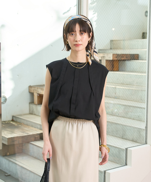 Rouge vif（ルージュヴィフ）の「タック入りノースリーブカットソーブラウス（Tシャツ/カットソー・レディース・ホワイト/ベージュ/ブラック・フリー）」の16枚目の写真