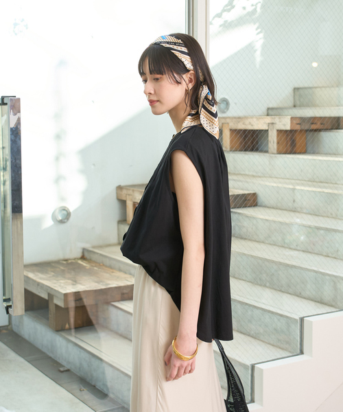 Rouge vif（ルージュヴィフ）の「タック入りノースリーブカットソーブラウス（Tシャツ/カットソー・レディース・ホワイト/ベージュ/ブラック・フリー）」の18枚目の写真