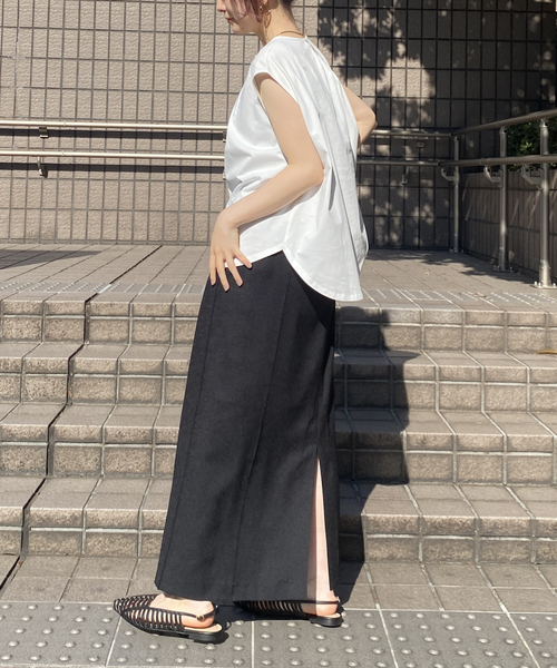 Rouge vif（ルージュヴィフ）の「タック入りノースリーブカットソーブラウス（Tシャツ/カットソー・レディース・ホワイト/ベージュ/ブラック・フリー）」の6枚目の写真