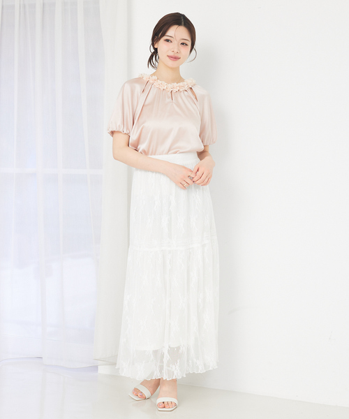 SELFIST(セルフィスト)の「2WAYレースロングスカート 裏地取り外し可能◎ レイヤードコーデ 春服 夏服 フェミニン きれいめ(スカート・レディース・ブラック/オフホワイト・フリー)」の13枚目の写真