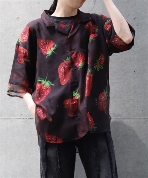 AXES-X（アクシーズエックス）の「イチゴプリントシアーシャツ（シャツ/ブラウス・メンズ・ブラック/レッド/パープル・LARGE/X-LARGE/MEDIUM）」の16枚目の写真