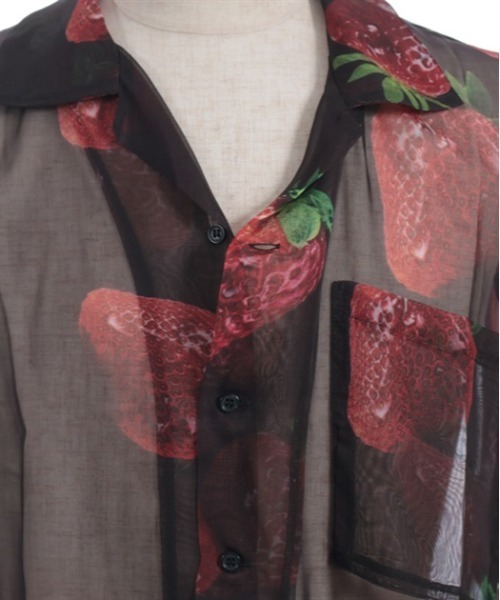 AXES-X（アクシーズエックス）の「イチゴプリントシアーシャツ（シャツ/ブラウス・メンズ・ブラック/レッド/パープル・LARGE/X-LARGE/MEDIUM）」の6枚目の写真