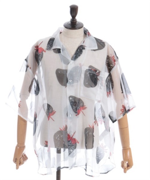 AXES-X（アクシーズエックス）の「イチゴプリントシアーシャツ（シャツ/ブラウス・メンズ・ブラック/レッド/パープル・LARGE/X-LARGE/MEDIUM）」の9枚目の写真