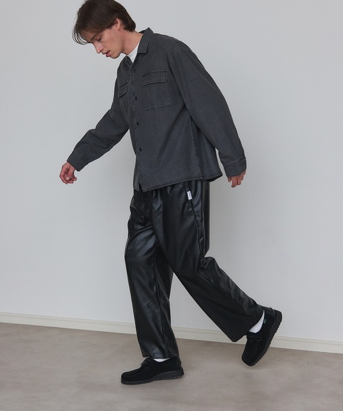 SAPEur track pants black(パンツのみ) セール】【MAISON CLUB】Super Soft PU Leather Track Pants