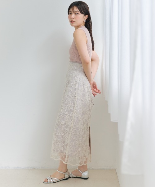 AND COUTURE(アンドクチュール)の「スパンコールレースタイトスカート(スカート・レディース・ベージュ/ネイビー/ダークブラウン・SMALL/MEDIUM)」の13枚目の写真