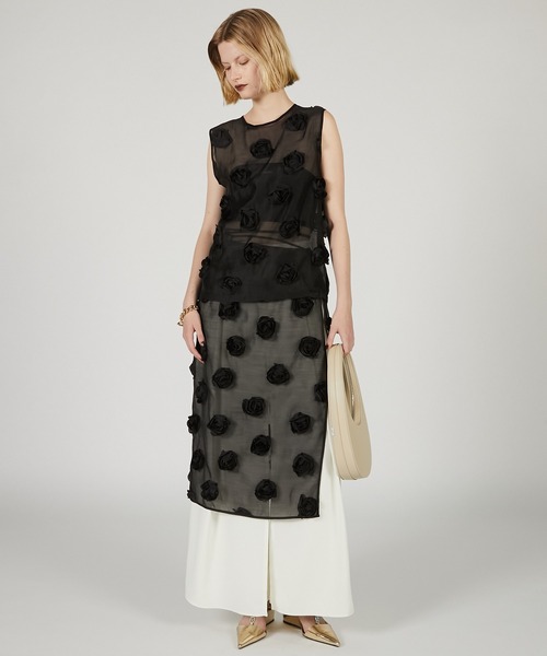 PRANK PROJECT(プランクプロジェクト)の「ローズスリーブベスト / Rose Sleeve Vest(ベスト・レディース・ブラック/ホワイト・FREE)」の4枚目の写真