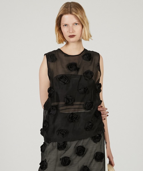 PRANK PROJECT(プランクプロジェクト)の「ローズスリーブベスト / Rose Sleeve Vest(ベスト・レディース・ブラック/ホワイト・FREE)」の10枚目の写真