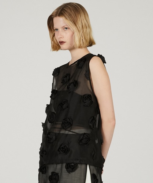 PRANK PROJECT(プランクプロジェクト)の「ローズスリーブベスト / Rose Sleeve Vest(ベスト・レディース・ブラック/ホワイト・FREE)」の11枚目の写真