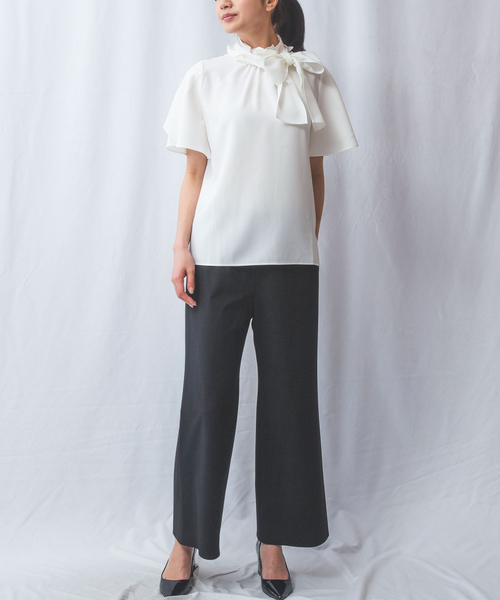 NARACAMICIE（ナラカミーチェ）の「【NARACAMICIE】NERO　リボン半袖ブラウス（シャツ/ブラウス・レディース・ブラック/ホワイト・M/L/XL）」の13枚目の写真