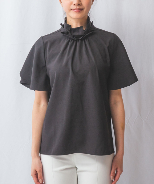 NARACAMICIE（ナラカミーチェ）の「【NARACAMICIE】NERO　リボン半袖ブラウス（シャツ/ブラウス・レディース・ブラック/ホワイト・M/L/XL）」の14枚目の写真