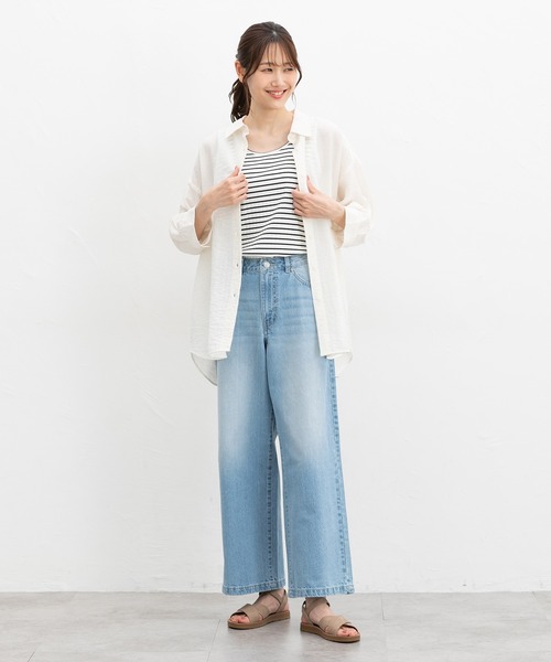 Honeys（ハニーズ）の「デニムワイドパンツ（股下６８ｃｍ）（デニムパンツ・レディース・ライトブルー/ライトインディゴブルー・L/LL/M/S/SS）」の20枚目の写真