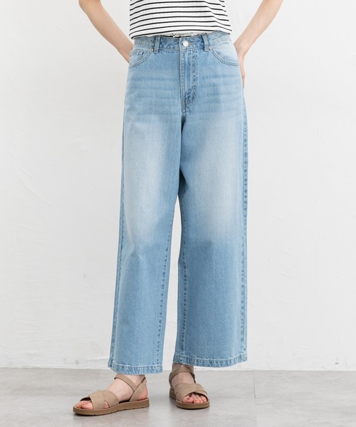 Honeys（ハニーズ）の「デニムワイドパンツ（股下６８ｃｍ）（デニムパンツ・レディース・ライトブルー/ライトインディゴブルー・L/LL/M/S/SS）」の5枚目の写真