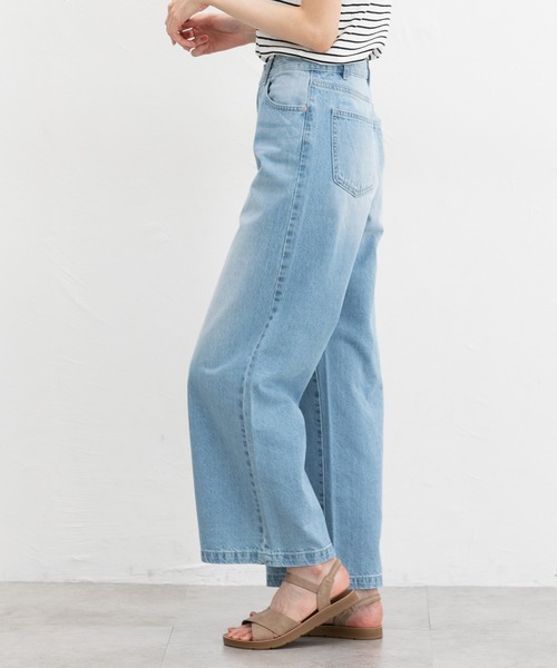 Honeys（ハニーズ）の「デニムワイドパンツ（股下６８ｃｍ）（デニムパンツ・レディース・ライトブルー/ライトインディゴブルー・L/LL/M/S/SS）」の6枚目の写真
