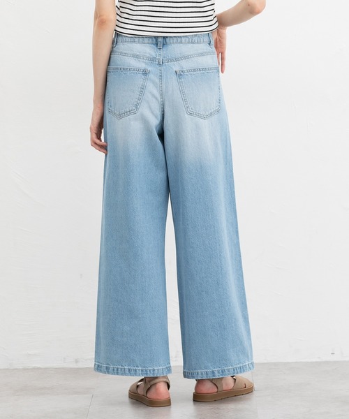 Honeys（ハニーズ）の「デニムワイドパンツ（股下６８ｃｍ）（デニムパンツ・レディース・ライトブルー/ライトインディゴブルー・L/LL/M/S/SS）」の7枚目の写真