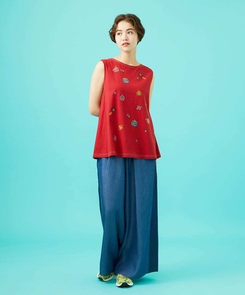 Jocomomola（ホコモモラ）の「Flor pintada テンセルデニムワイドパンツ（その他パンツ・レディース・ネイビー/ダークインディゴブルー・42/40）」の11枚目の写真