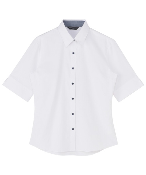 TOKYO SHIRTS(トウキョウシャツ)の「【透け防止】 形態安定ノーアイロン レギュラー 5分袖ビジネスワイシャツ(ビジネスシャツ・レディース・ホワイト・S/M/L/LL/XL)」の1枚目の写真