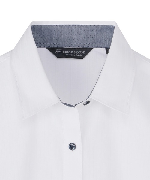 TOKYO SHIRTS(トウキョウシャツ)の「【透け防止】 形態安定ノーアイロン レギュラー 5分袖ビジネスワイシャツ(ビジネスシャツ・レディース・ホワイト・S/M/L/LL/XL)」の3枚目の写真