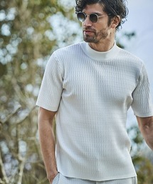 g-stage（ジーステージ）の「ブリスター ジャガード 半袖 モックネック ニット（ニット/セーター）」